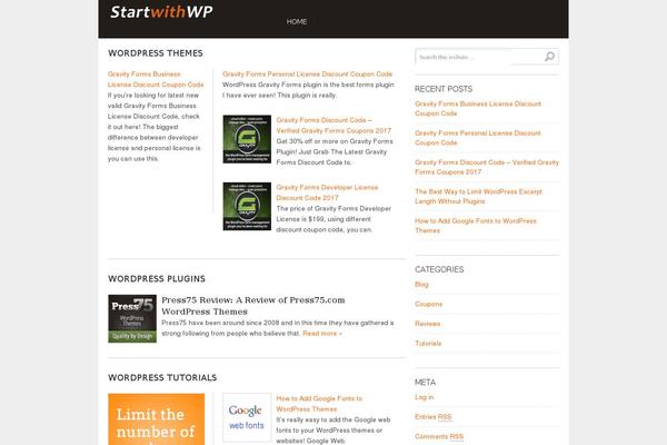 startwithwp.com site used Startwithwp