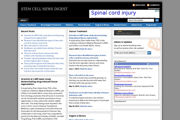 stemcellnewsdigest.com site used Versatile-business-pro-child