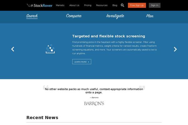 stockrover.com site used Stockrover