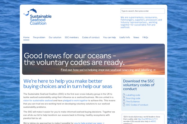 sustainableseafoodcoalition.org site used Sscv2