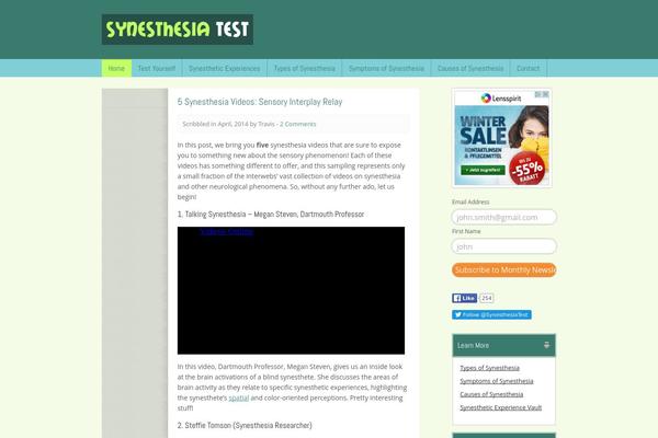 synesthesiatest.org site used Blogtheme