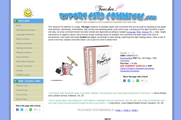 teacherreportcardcomments.com site used Teacherreportcardcomments