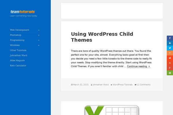 Twentyfifteen Child theme site design template sample