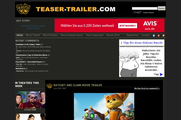 teaser-trailer.com site used Skinr