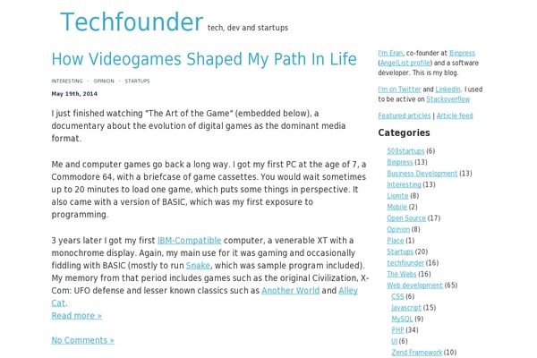 techfounder.net site used Volos-wp