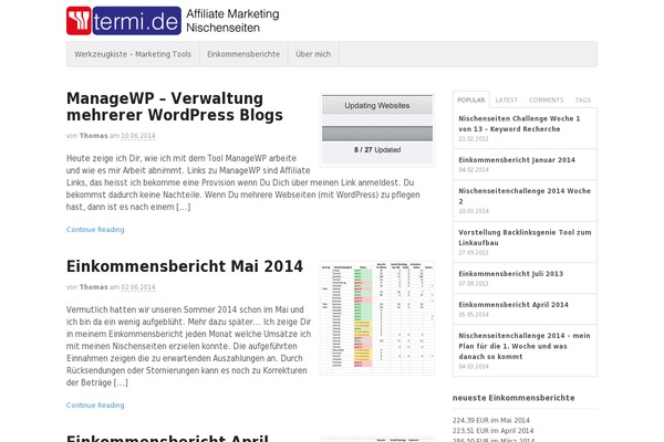 Site using Easy Table of Contents plugin