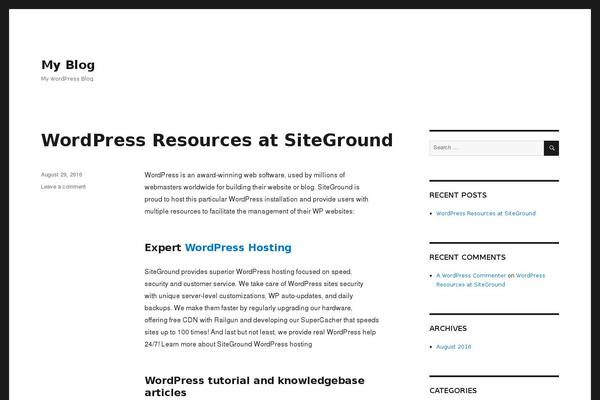 Twenty Sixteen theme site design template sample