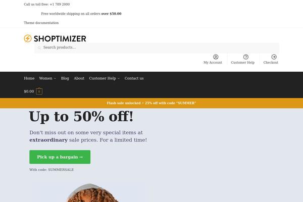 Shoptimizer theme site design template sample