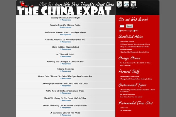 thechinaexpat.com site used Blog-mantra