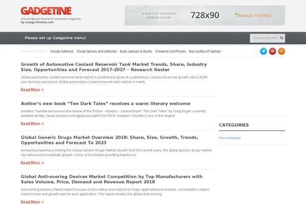 Gadgetine theme site design template sample