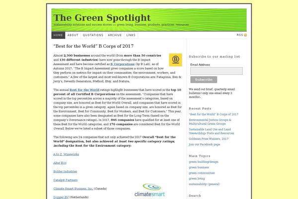 thegreenspotlight.com site used Thesis_188