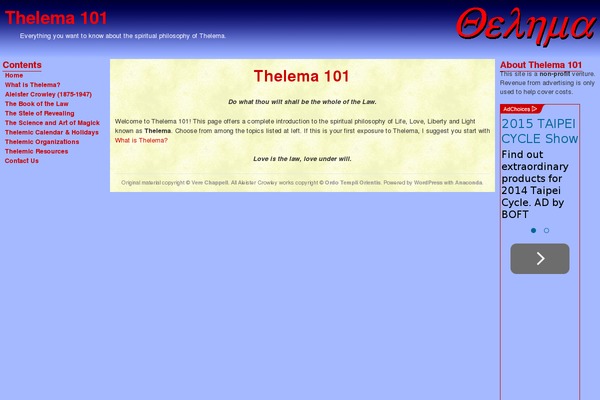 thelema101.com site used Anaconda