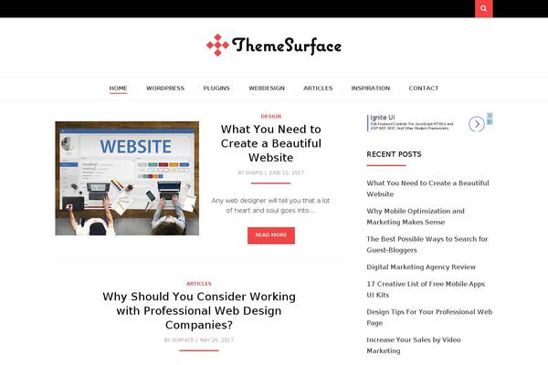 themesurface.com site used Themesurface