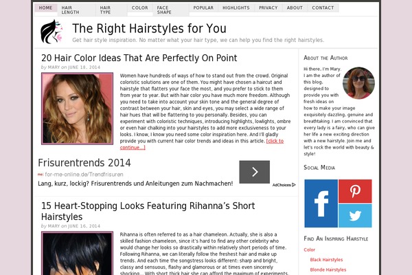 therighthairstyles.com site used Therighthairstyles