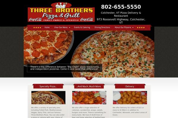 threebrotherspizzavt.com site used Colchester-pizza