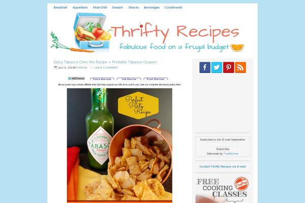 thriftyrecipes.com site used Lifestyle