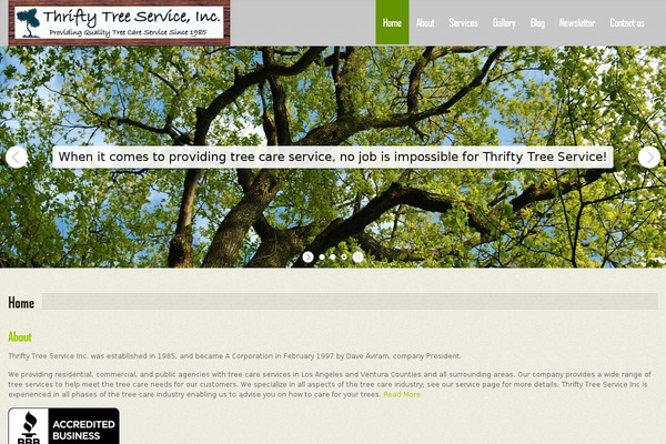 thriftytreeservice.com site used Green-theme