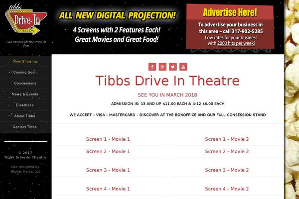 tibbsdriveintheatre.com site used Sixteen Nine Pro Theme
