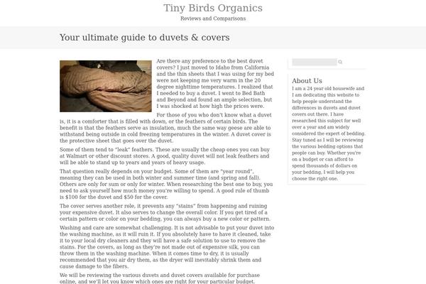 tinybirdsorganics.com site used Panache