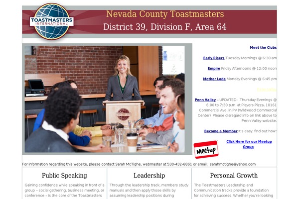 toastmastersnevadacounty.org site used Area64
