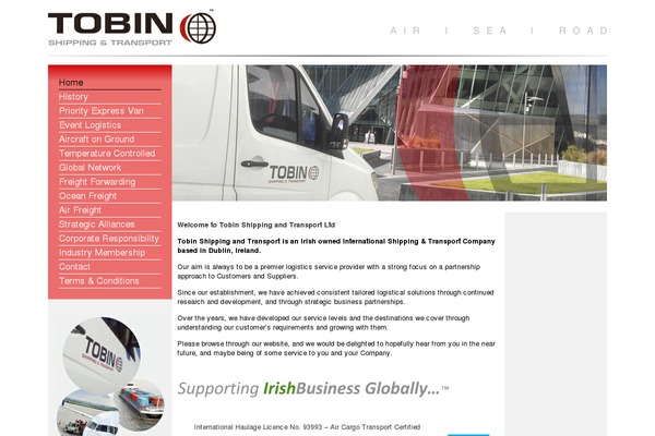 tobinshipping.ie site used Tobin