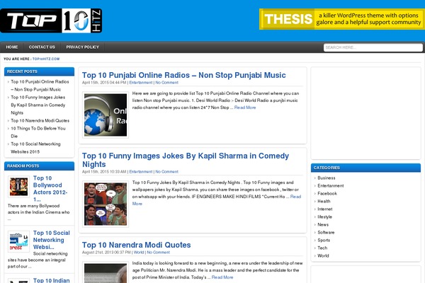 top10hitz.com site used Cotera