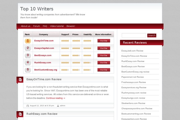 WordPress website example screenshot