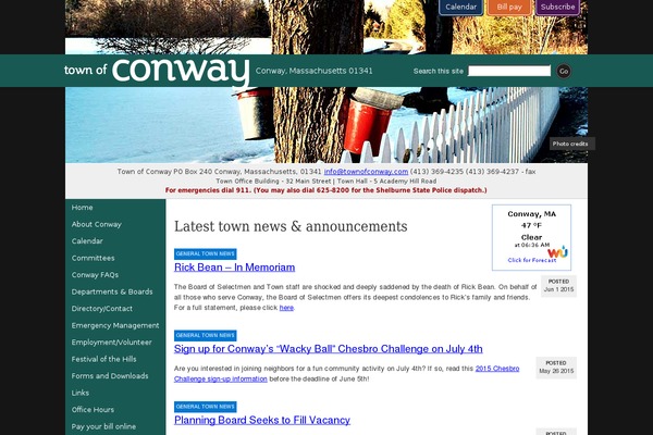 townofconway.com site used Conway