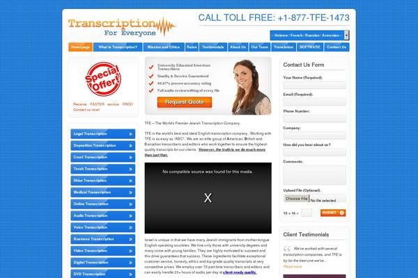 transcriptionforeveryone.com site used Tfe