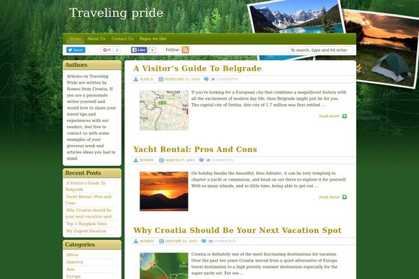 Travel Blogger theme site design template sample