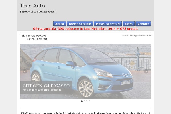traxrentacar.ro site used Automotive Car Dealership Business WordPress Theme