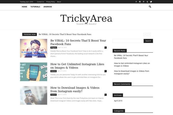 trickyarea.com site used Reviewgine Affiliate