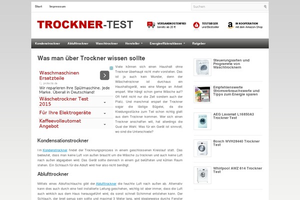 trockner-test.com site used Sensitivity