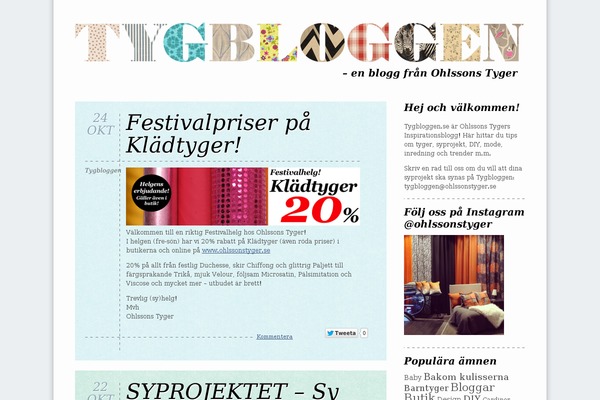 tygbloggen.se site used Tygbloggen