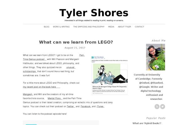 tylershores.com site used Booky