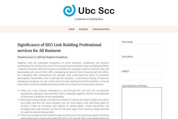 ubcscc.com site used Personalistio Blog