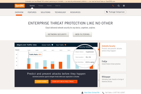 umbrella.com site used Opendns