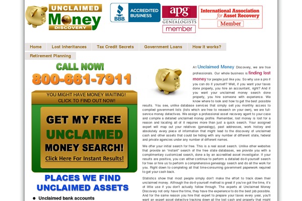 unclaimedmoneydiscovery.com site used Unclaimed-money