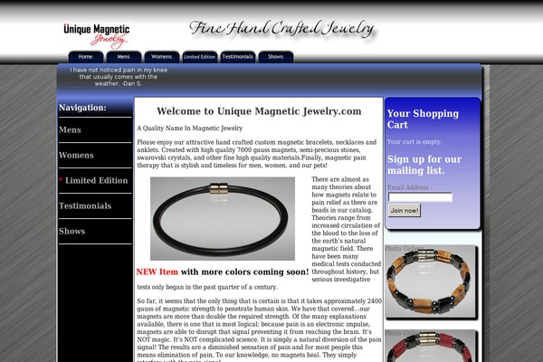 uniquemagneticjewelry.com site used Startera