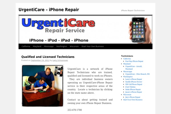urgenticare.com site used Twenty Ten