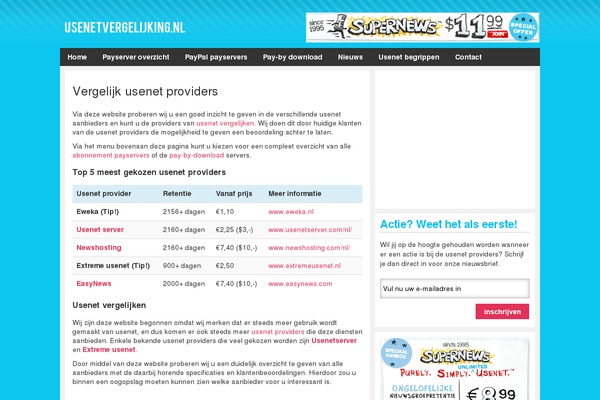usenetvergelijking.nl site used Usenet