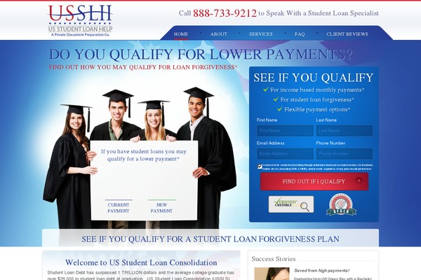 usstudentloanconsolidation.org site used Ussls