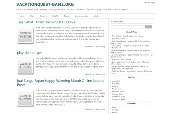 vacationquest-game.org site used Geminiwptheme