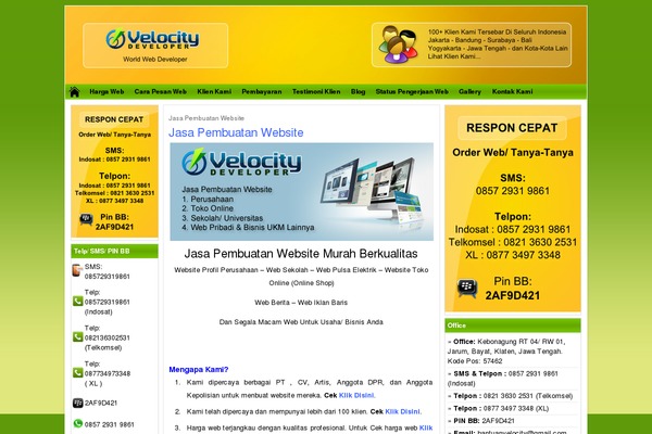 Velocity-child theme site design template sample
