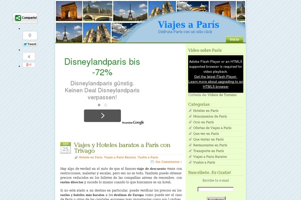 viajesaparis.org site used Glossyblue-1-4-es