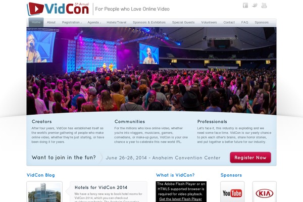 vidcon.com site used Vidcon
