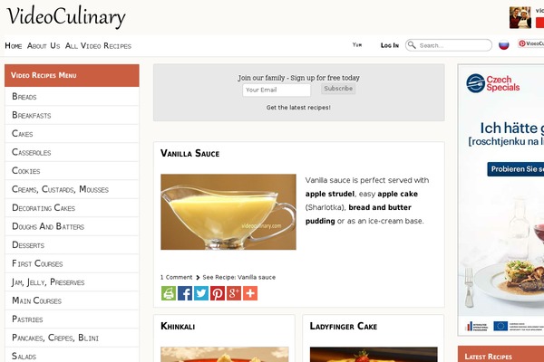 Recipe theme site design template sample