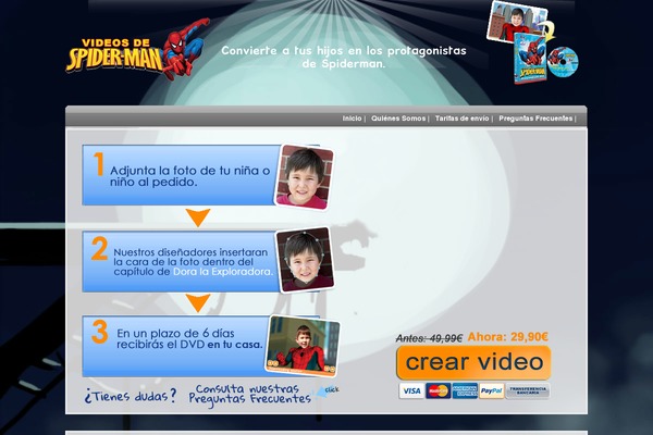 videosdespiderman.com site used Spiderman