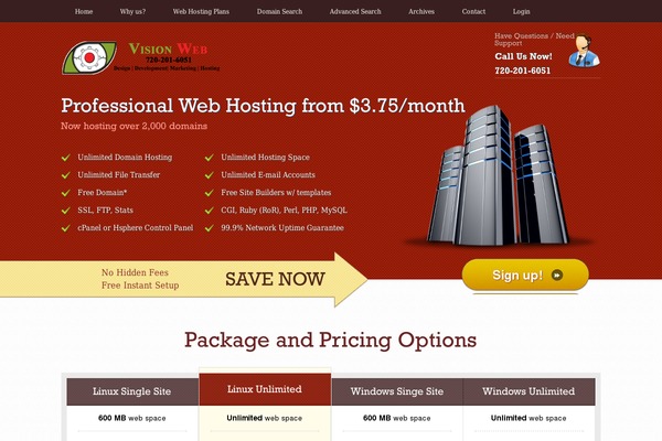 vision-web-hosting.net site used Webhosting