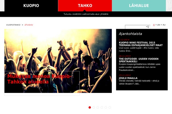 visitkuopio.fi site used Kuopiotahkocustom